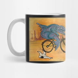 A fish rides a bicycle Mug